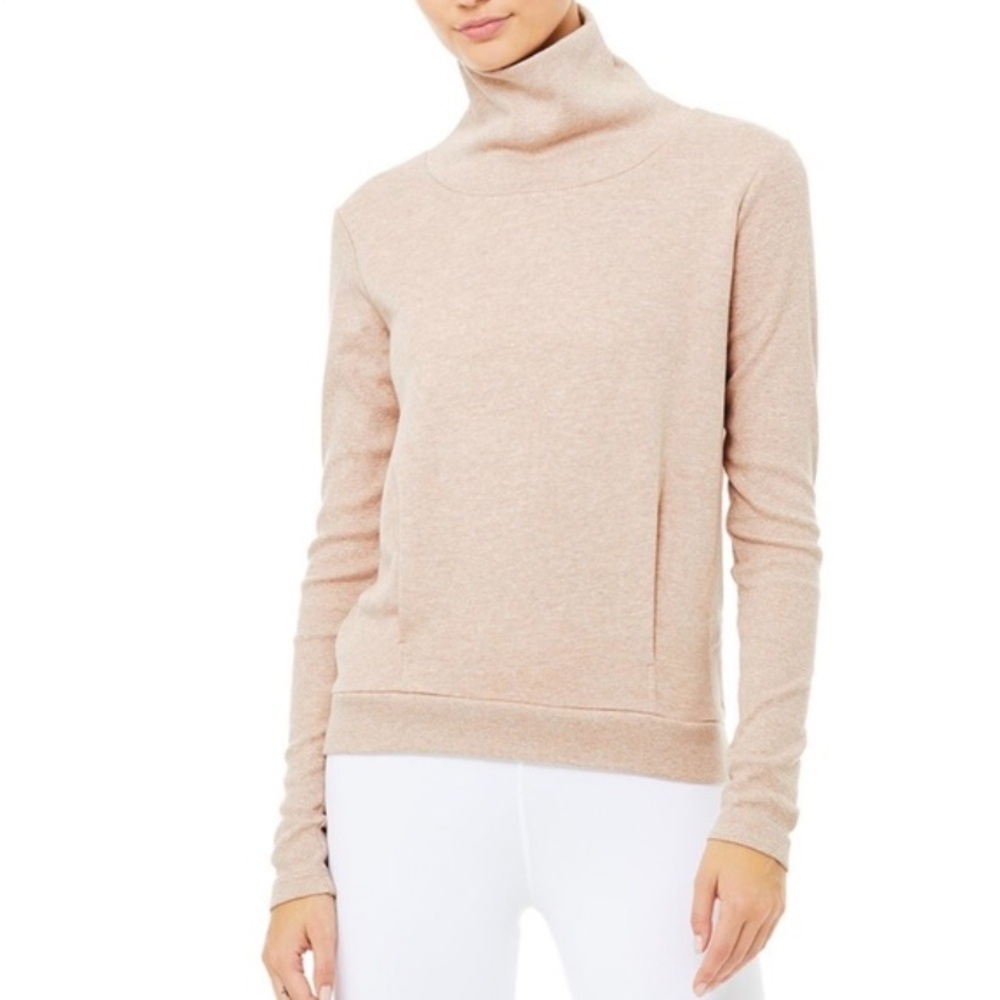 Alo Yoga Clarity Long Sleeve sweater knit top turtleneck pink classic fall S $98